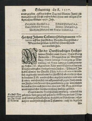 92-118, No. 7: Hertzog Johann Casimirs Pfaltzgrauens ...