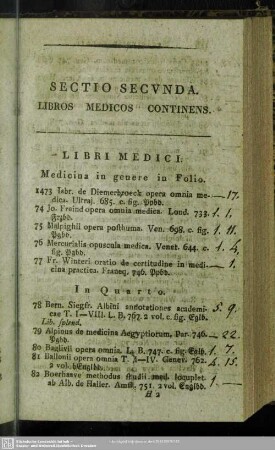Sectio Secunda. Libros Medicos Continens