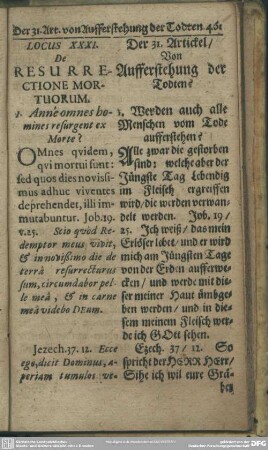 Locus XXXI. De Resurrectione Mortuorum