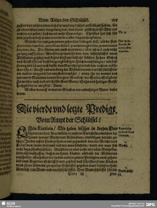 Die vierdte und letzte Predigt. Vom Ampt der Schlüssel