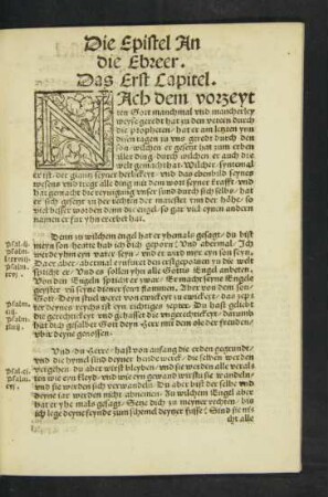 Die Epistel An die Ebreer.