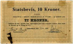Geldschein, 10 Kroner, 1.10.1914