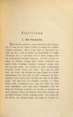 Studien über den Brief des Paulus an die Römer, 2. Die Paraklese des Paulus an die Christenheit zu Rom : (Röm. 12 - 13)