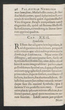 Cap. XXII. Symbola.