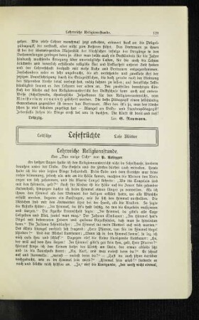 Lehrreiche Religionsstunde : aus "Das ewige Licht"
