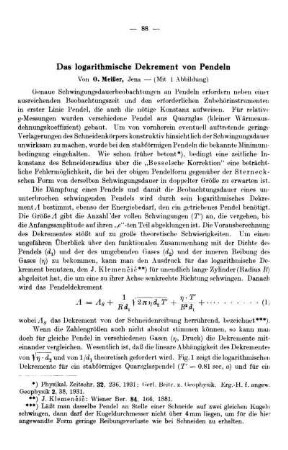 Das logarithmische Dekrement von Pendeln