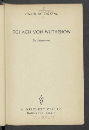 Schach von Wuthenow : ein Liebesroman