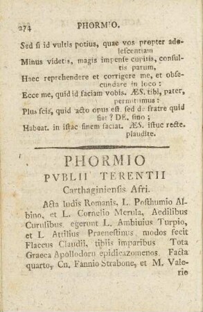 Phormio. Pvblii Terentii, Carthaginiensis Afri