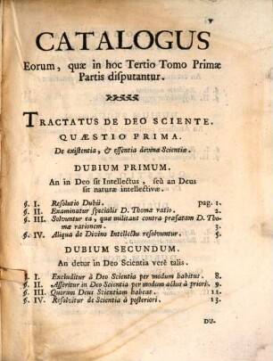 Theologia Scholastico-Dogmatica Juxta Mentem D. Thomae Aquinatis : Ad Usum Discipulorum Ejusdem Angelici Praeceptoris, 1,3. De Scientia, & Voluntate Dei