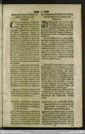 Motio generalis in Polonia & magno Ducatu Lithuaniae
