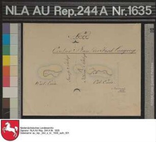 Grundriß der Insel LANGEOOG (Ocularplan) Kolorierte Zeichnung von Börner Papier auf Leinen Format 25,0x19,5 M 1:33.300 (ca)