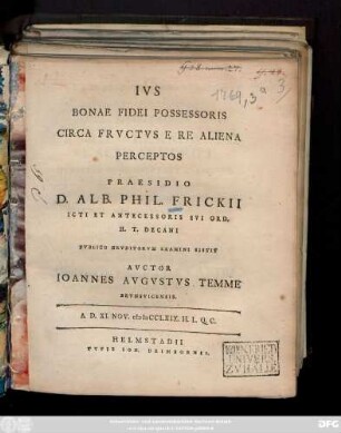 Ivs Bonae Fidei Possessoris Circa Frvctvs E Re Aliena Perceptos