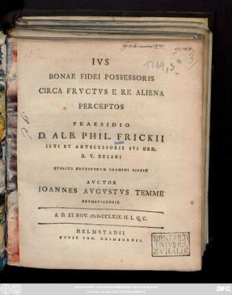Ivs Bonae Fidei Possessoris Circa Frvctvs E Re Aliena Perceptos