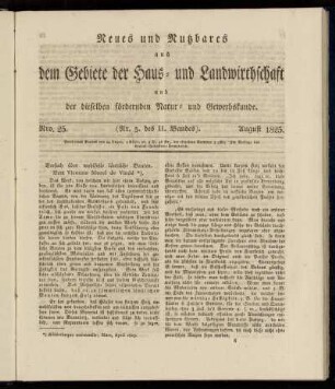 Nro. 25. (Nr. 3. des II. Bandes.) August 1825.