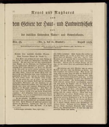Nro. 25. (Nr. 3. des II. Bandes.) August 1825.
