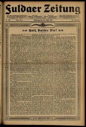 Erste Ausgabe vom Samstag, den 14. Juni 1913.