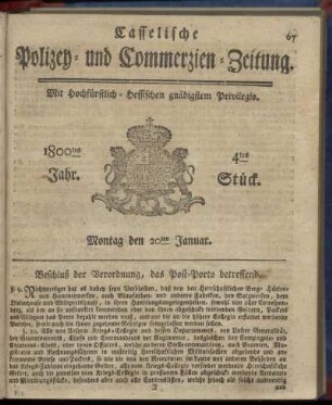 4tes Stueck, Montag den 20ten Januar 1800