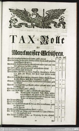 Tax-Rolle Der Marckmeister-Gebühren