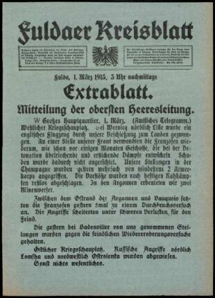 Ausgabe vom Montag, den 01. März 1915.