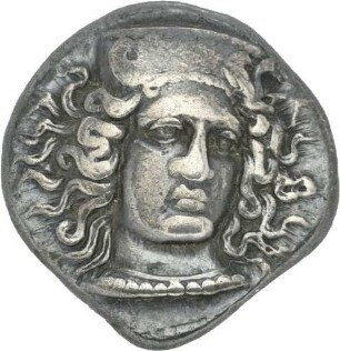 Didrachme der Hyrianoi (Kampanien) mit Darstellung der Hera