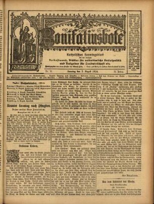Ausgabe vom Sonntag, den 02. August 1914.