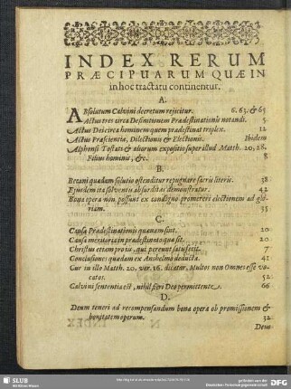 Index Rerum Praecipuarum Quae In inhoc tractatu continentur