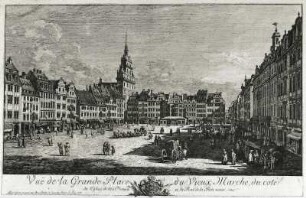 Der Altmarkt zu Dresden von der Schloßstraße aus : Der Altmarkt zu Dresden von der Schloßstraße aus (Canaletto; Radierung nach dem gleichnamigen Gemälde; 520 x 818 mm; Staatliche Kunstsammlungen Dresden (SKD))