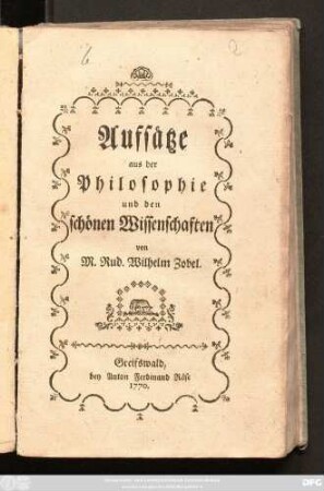 Aufsätze aus der Philosophie und den schönen Wissenschaften