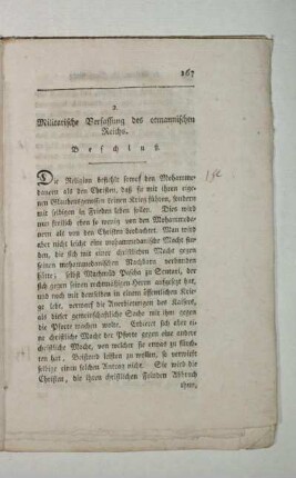 2. Militarische Verfassung des otmannischen Reichs. Beschluß.