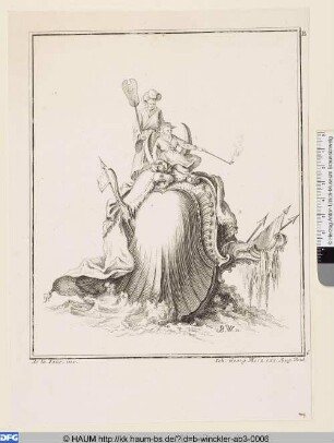 Neu inventirte Schilde Anderer Theil. Second Livre de Cartouches, Blatt 6 [Vorlageblatt für eine Kartusche in Form eines Muschelwagens]