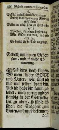 Gebeth um neuen Gehorsam, und tägliche Erneuerung