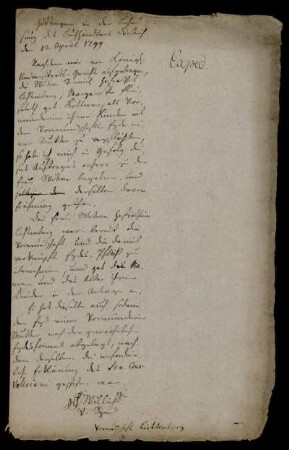 Bl. 5-19: Vormundschaftsakte 1799. Protokolle, Namenslisten, Taufbescheinigungen (Ansetzungssachtitel von Bearbeiter/in), Göttingen, 1799
