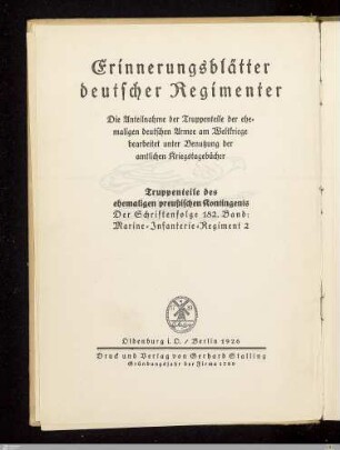 Das Marine-Infanterie-Regiment 2 im Weltkrieg 1914/18 : nach den Kriegsakten bearbeitet