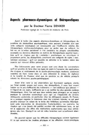451-457, Aspects pharmaco-dynamiques et thérapeutiques