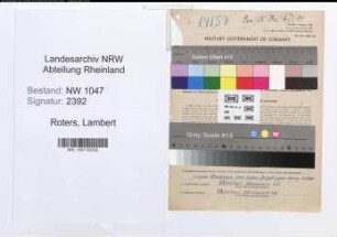 Entnazifizierung Lambert Roters , geb. 10.05.1893 (Werkmeister)