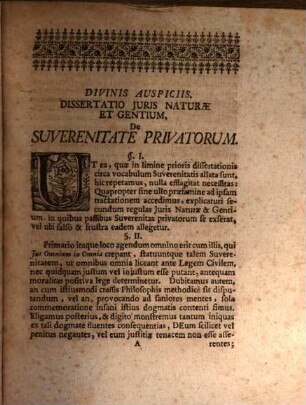 Diss. iur. nat. et gent. de suverenitate privatorum