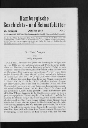 21. Jahrgang, Oktober 1965, Nr. 2