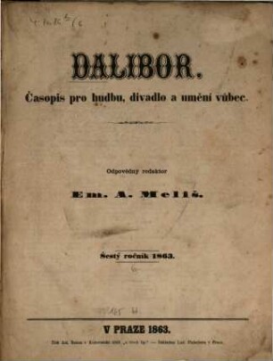 Dalibor : hudební listy. 6, 6. 1863