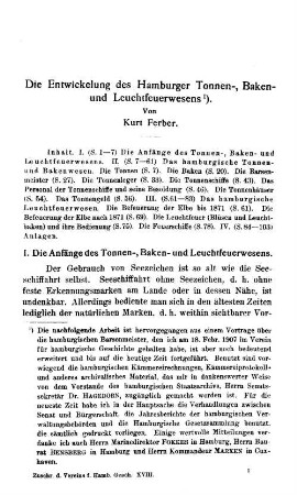 Die Entwickelung des Hamburger Tonnen-, Baken- und Leuchtfeuerwesens.