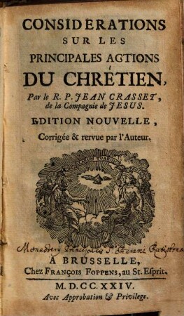 Considerations Sur Les Principales Actions Du Chrétien