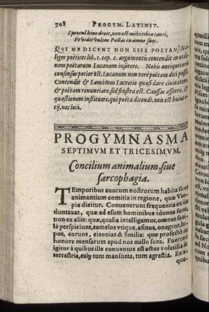 Progymnasma Septimum Et Tricesimum. Concilium animalium, siue sarcophagia.