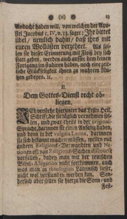 II. Dem Gottes-Dienst recht obliegen