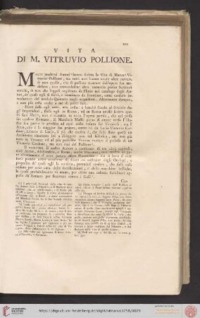 Vita di M. Vitruvio Pollione