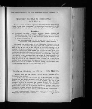 Wendischer Städtetag zu Lübeck. - 1479 März 15.