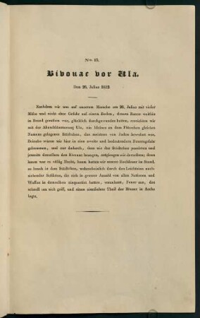 Nro. 15. Bivouac vor Ula. Den 26. Julius 1812.