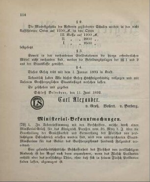 70. Ministerial-Bekanntmachung, betreffend Fleisch von perlsüchtigem Schlachtvieh