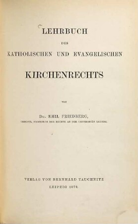 Lehrbuch des katholischen und evangelischen Kirchenrechts