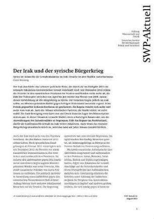 Der Irak und der syrische Bürgerkrieg : Syrien ist Anlass für die Gewalteskalation im Irak, Ursache ist aber Malikis Autoritarismus