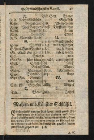 29-33, Mahler- und Künstler Schlüssel.