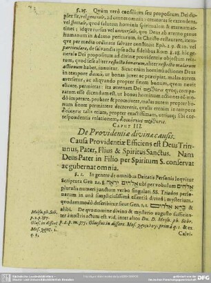 Caput III. De Providentiae divinae causis